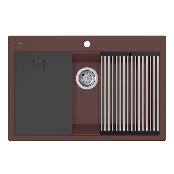 Ruvati 33-inch Granite Composite Workstation Drop-in Topmount Kitchen Sink Espresso RVG1306ES - main